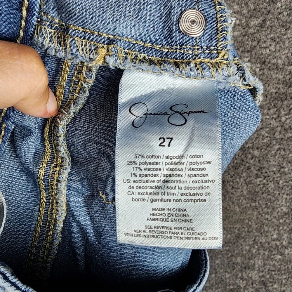 Jessica Simpson Kiss Me Super Skinny Jeans Womens 27 Blue Medium Wash Raw Hem